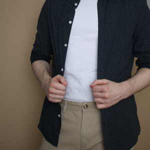 Dotted Dark Blue Button Down